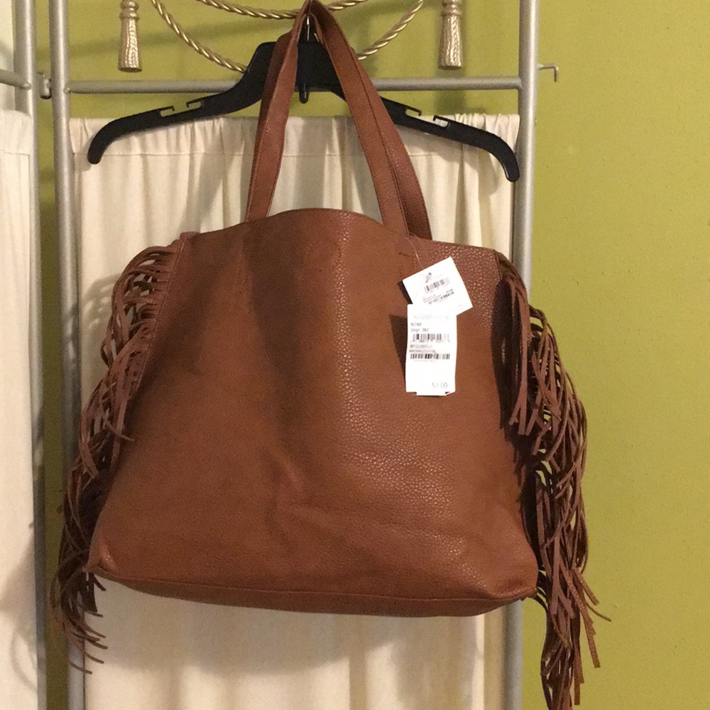 NWT - Nordstrom BP Fringe Tote Brown/Cognac Color